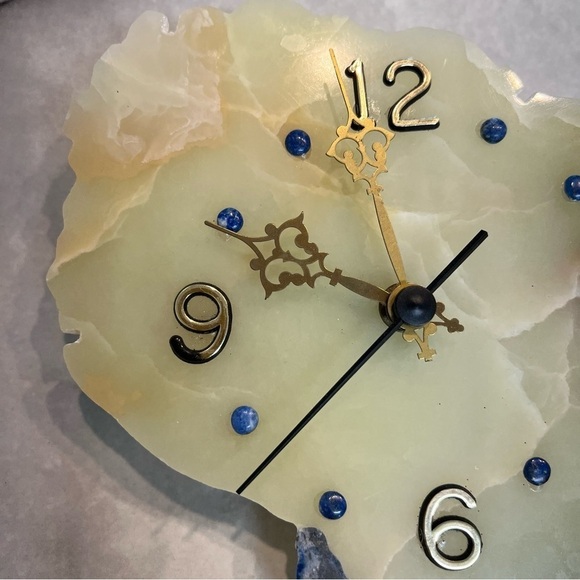 South America Analog Wall Clock Handmade Stones Jade and Lapizlazuli - Picture 3 of 10
